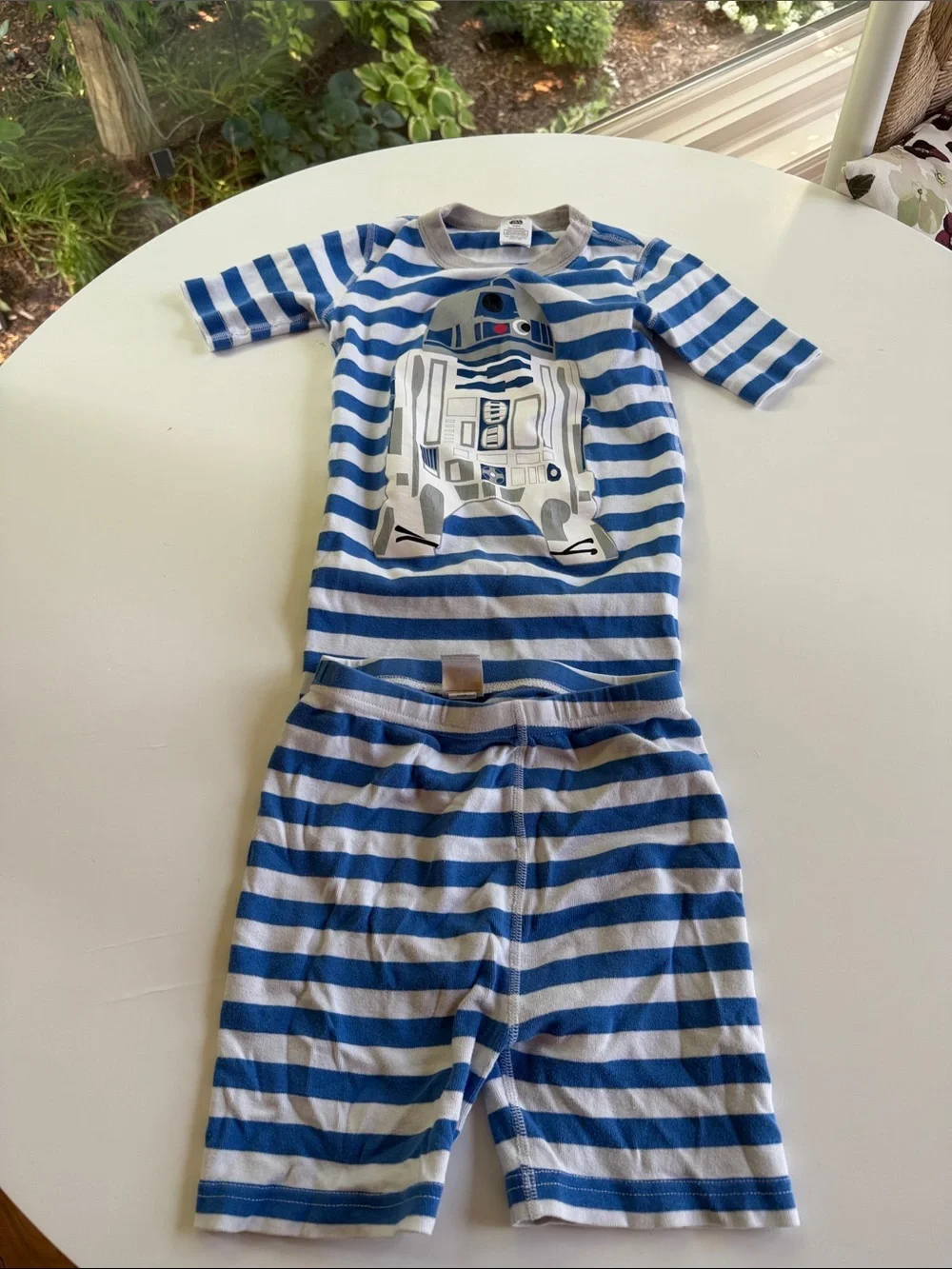 Hanna Andersson Blue and White Striped R2-D2 Kids Pajama Set